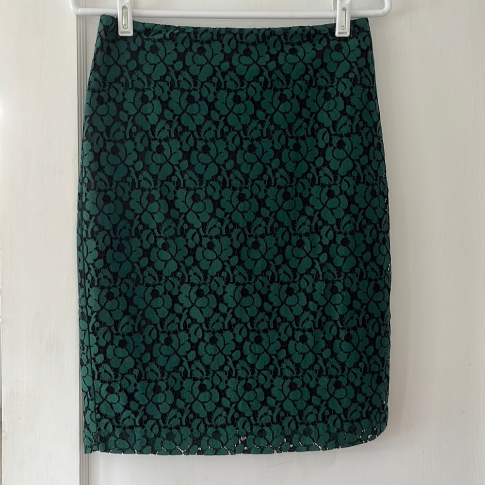 New York & Company Green Lace Pencil Skirt